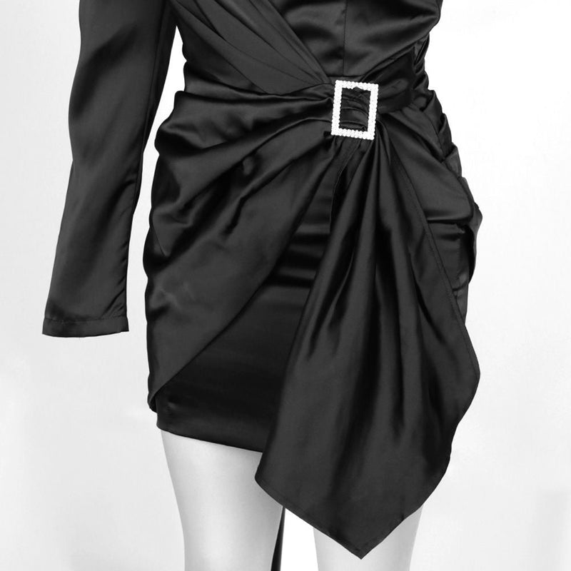 One Shoulder Long Sleeve Asymmetrical Mini Bodycon Dress HI1105 22 in wolddress