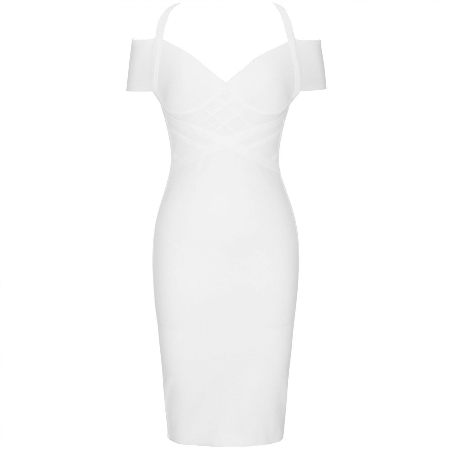 V Neck Mid Sleeve Striped Over Knee Bandage Dress PF19089 27 in wolddress