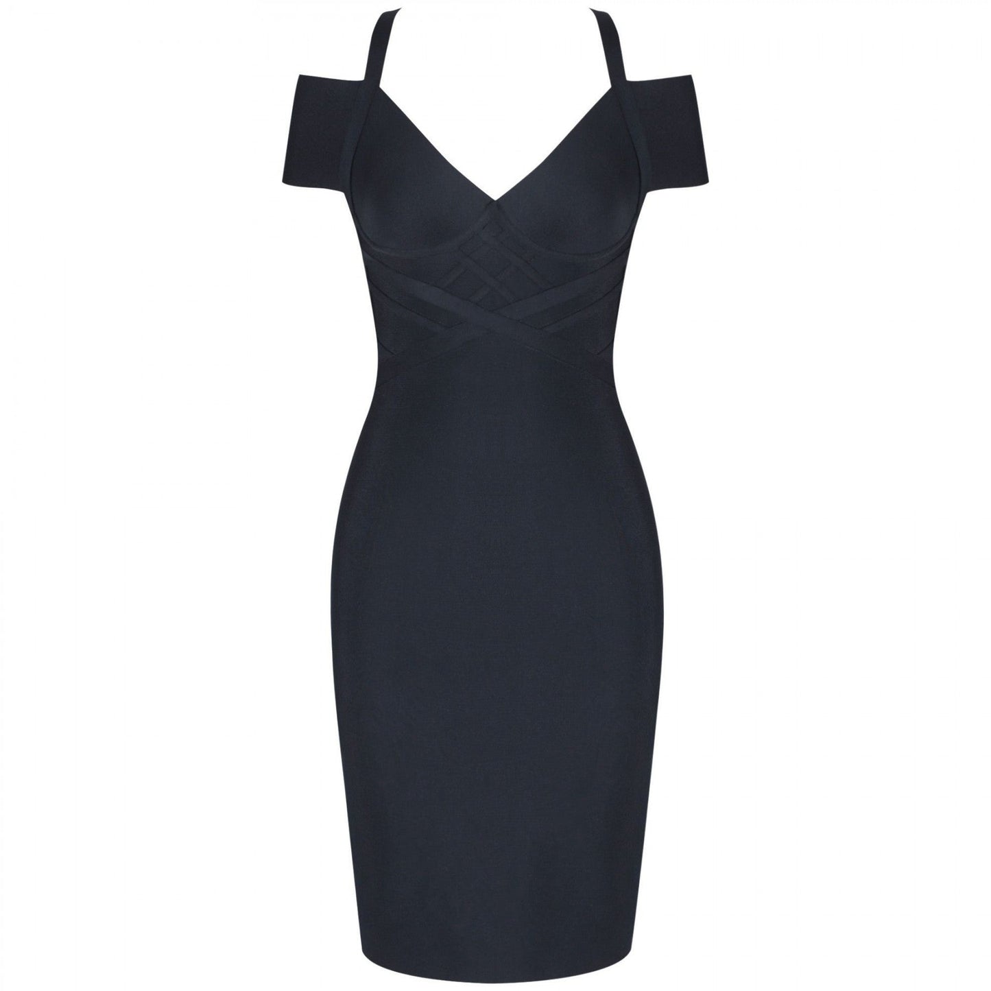 V Neck Mid Sleeve Striped Over Knee Bandage Dress PF19089 72 in wolddress