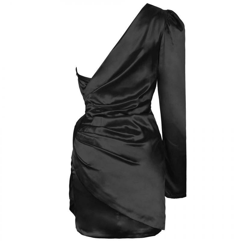 One Shoulder Long Sleeve Asymmetrical Mini Bodycon Dress HI1105 20 in wolddress