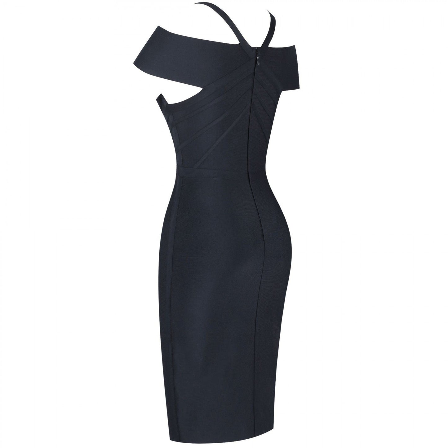 V Neck Mid Sleeve Striped Over Knee Bandage Dress PF19089 73 in wolddress