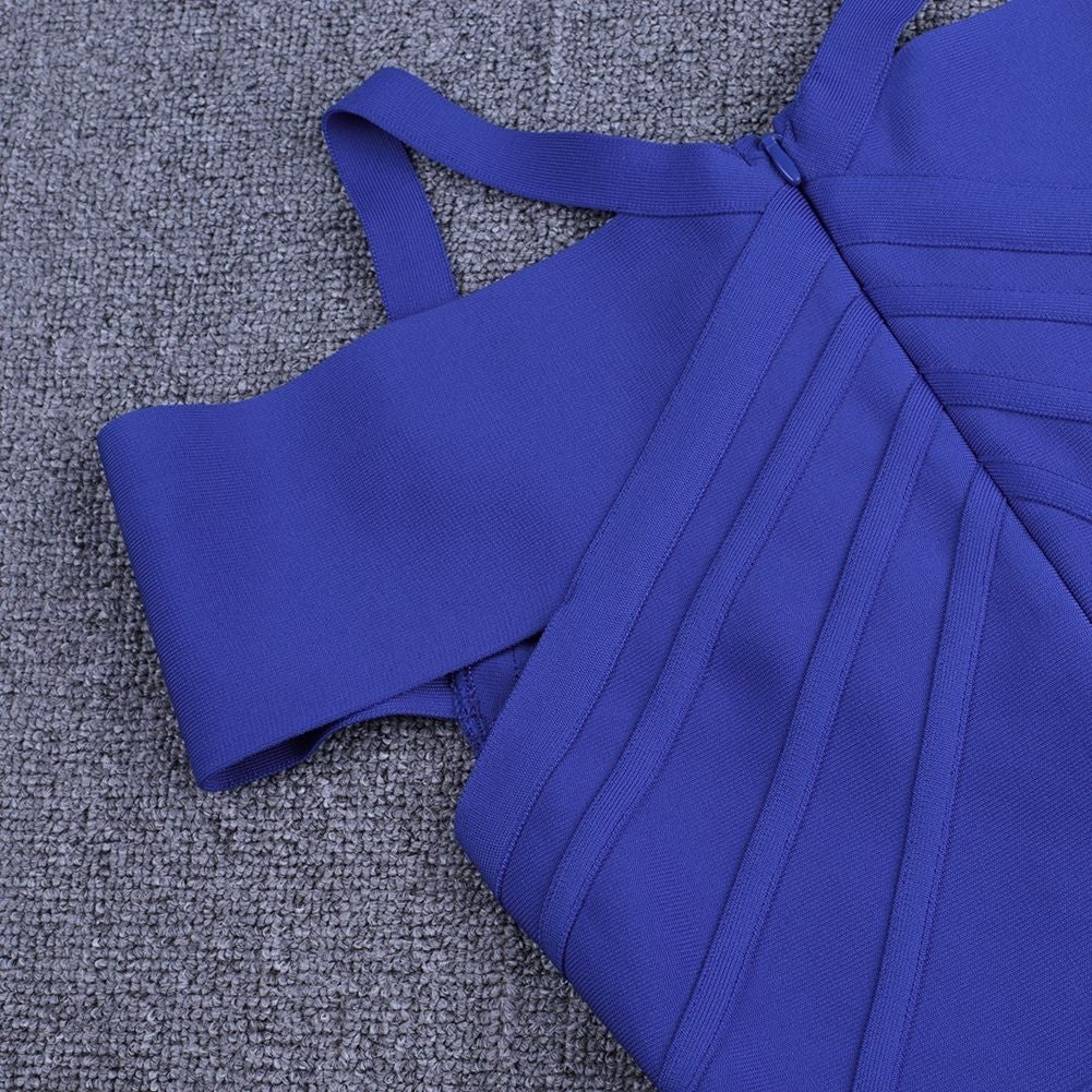 V Neck Mid Sleeve Striped Over Knee Bandage Dress PF19089 43 in wolddress