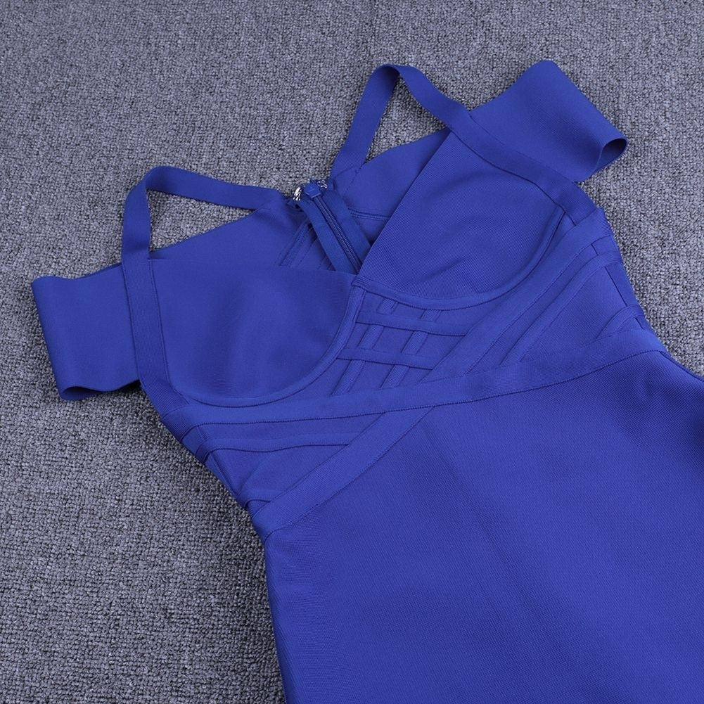 V Neck Mid Sleeve Striped Over Knee Bandage Dress PF19089 42 in wolddress