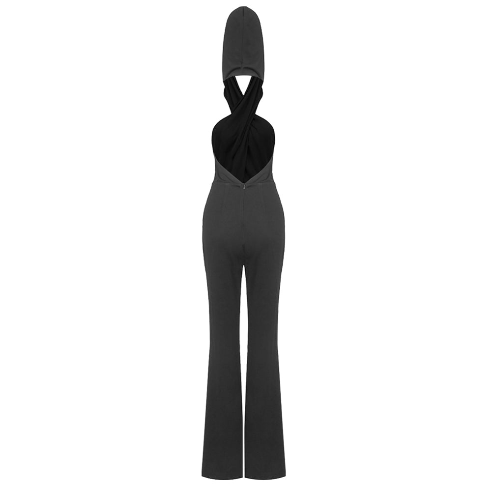 Halter Sleeveless Pure Color Jumpsuit BD2487