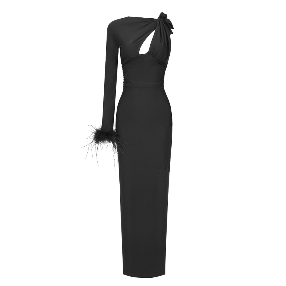 Round Neck Long Sleeve Cut Out Maxi Dress BD2511