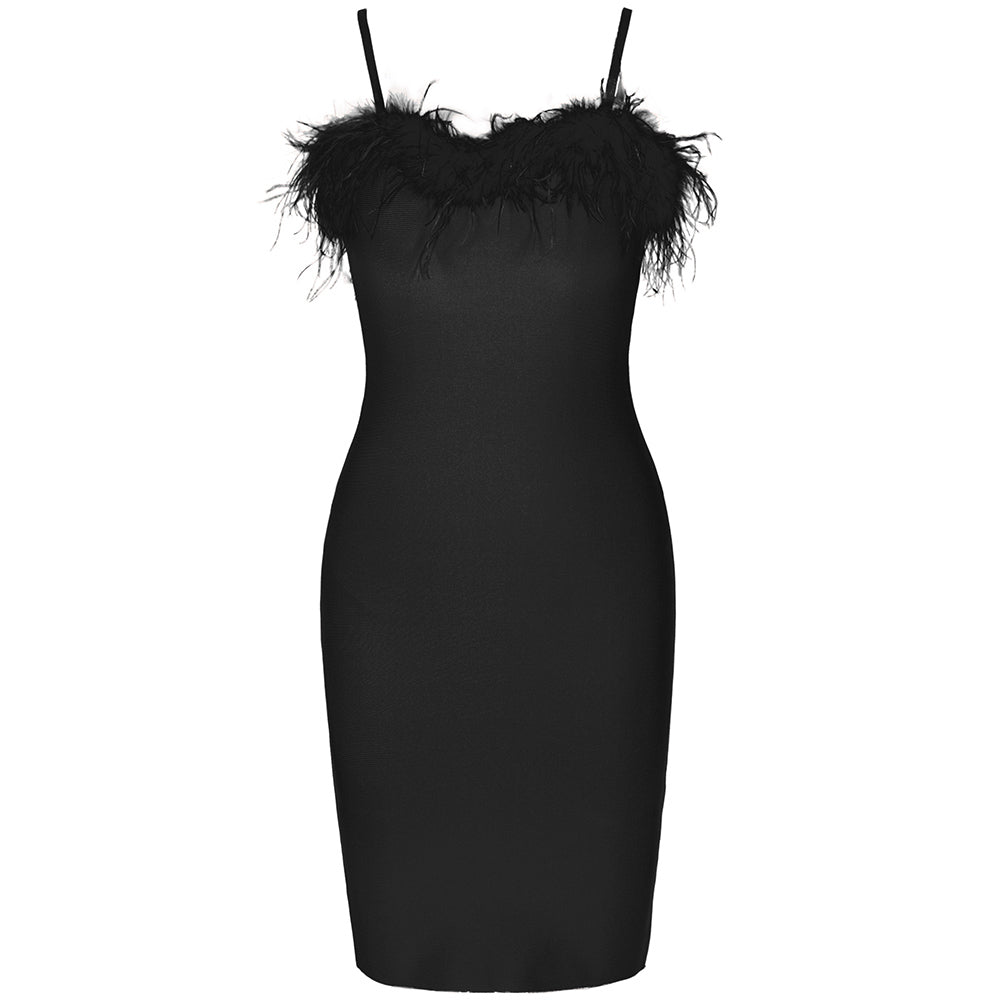 Strappy Sleeveless Tassels Mini Bandage Dress PF19177