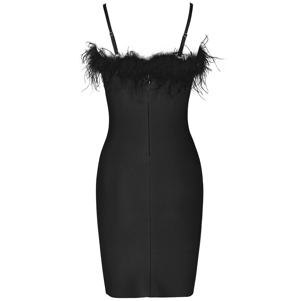 Strappy Sleeveless Tassels Mini Bandage Dress PF19177