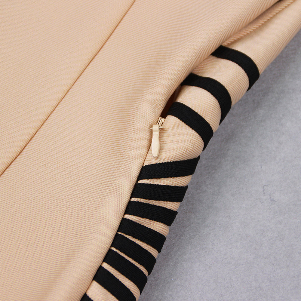 One Shoulder Sleeveless Striped Midi Bandage Dress HL8904