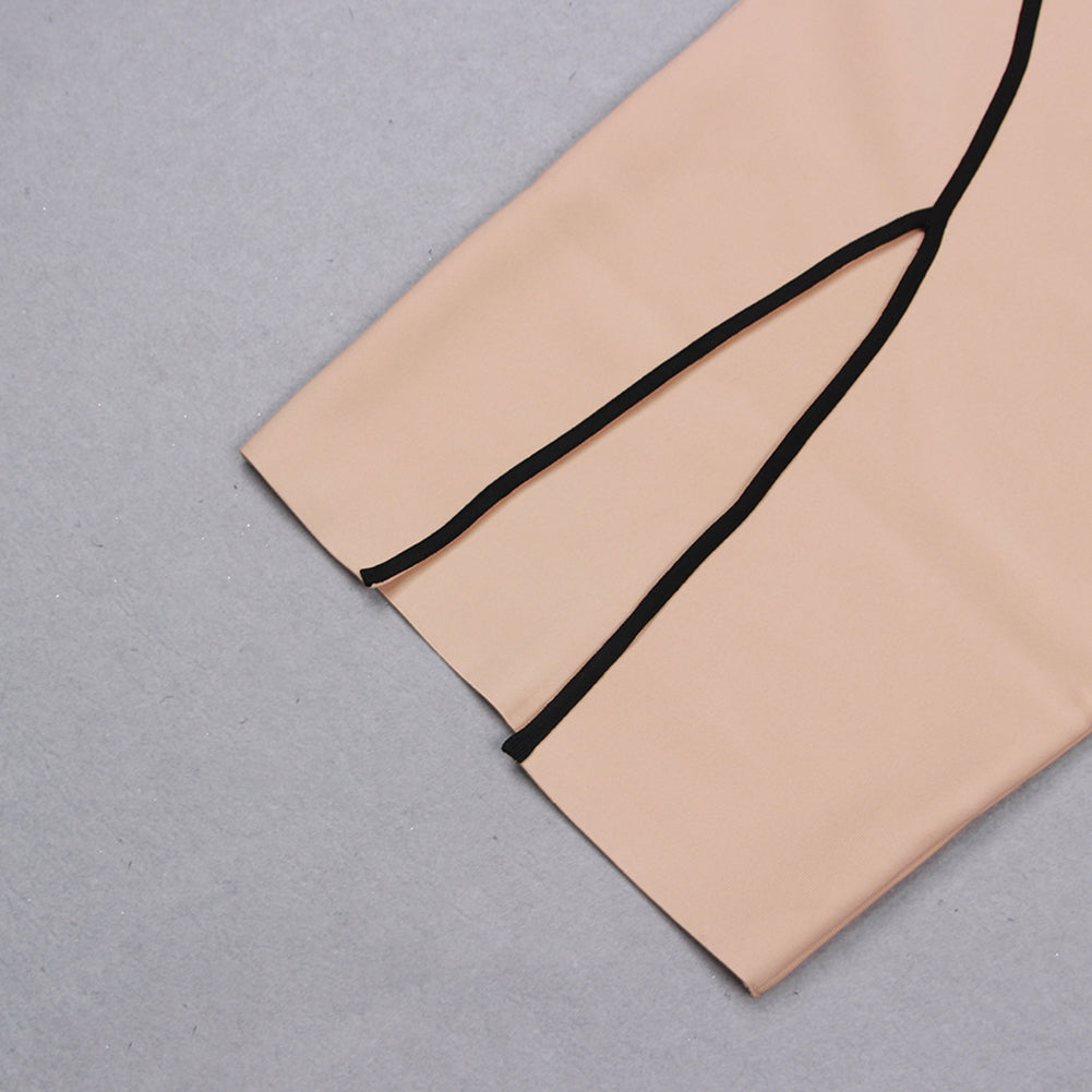 One Shoulder Sleeveless Striped Midi Bandage Dress HL8904