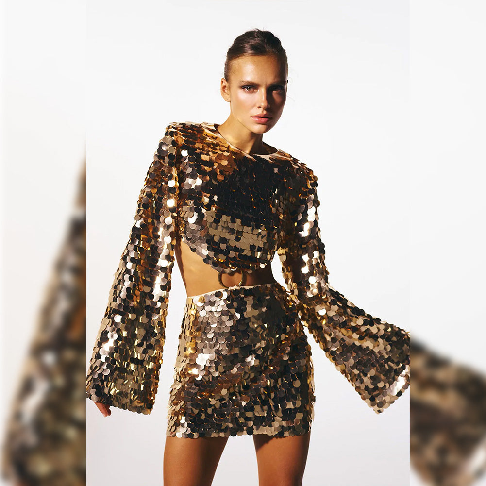 Gold Bodycon Dress HL9104 1