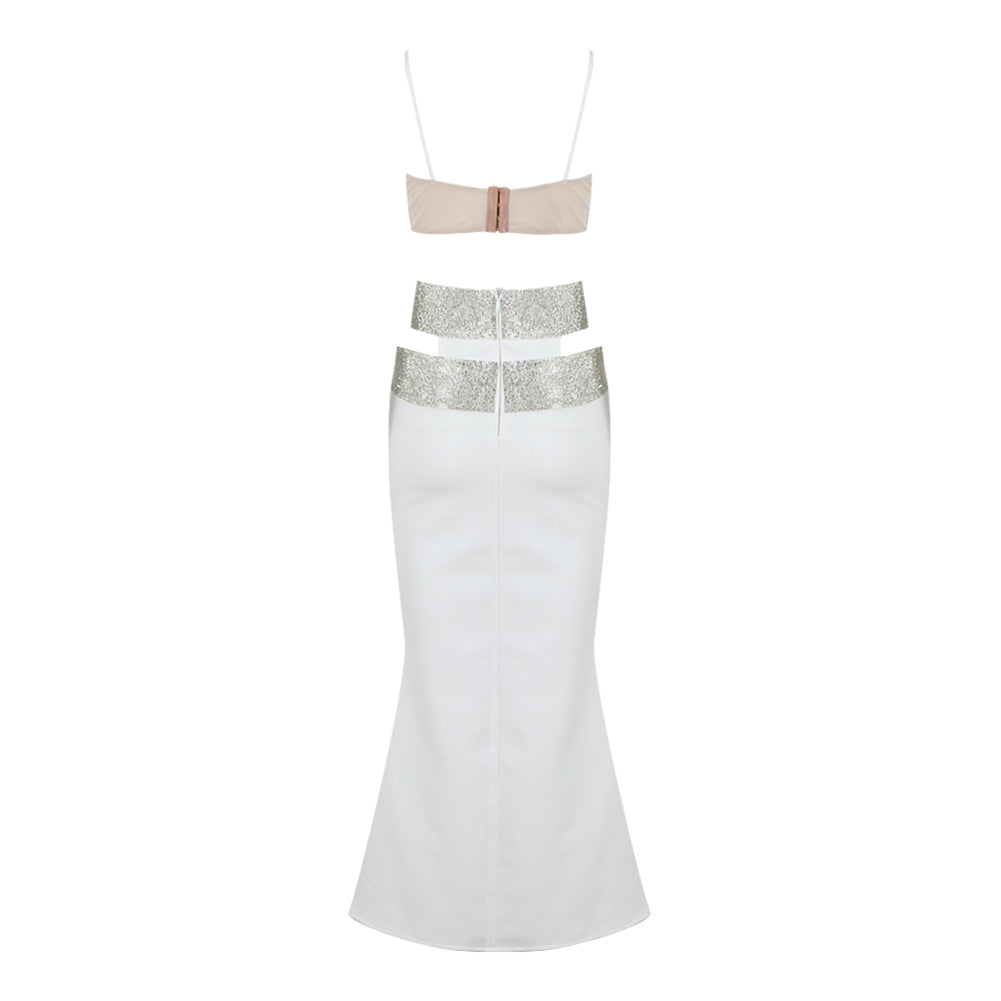 Strappy Sleeveless Rhinestone Maxi Bandage Set HL9304