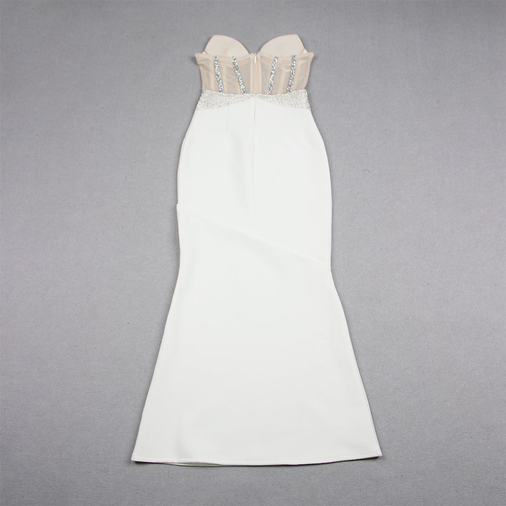 Strapless Sleeveless Rhinestone Midi Bandage Dress HL9306