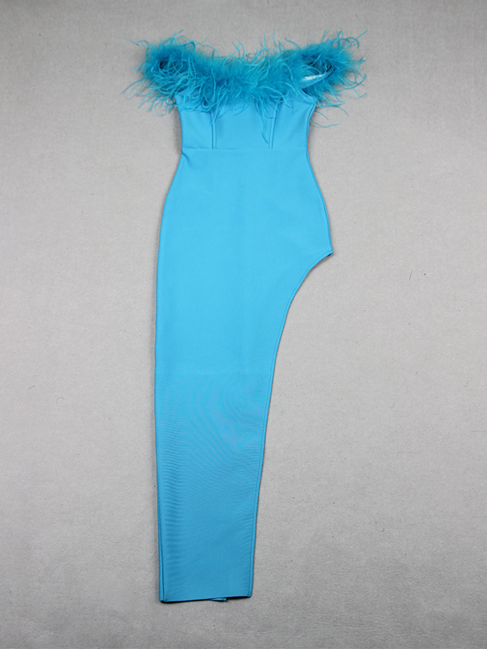 Off Shoulder Sleeveless Feather Maxi Bandage Dress HL9332