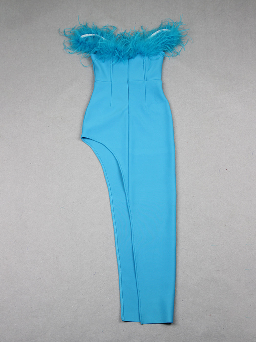 Off Shoulder Sleeveless Feather Maxi Bandage Dress HL9332