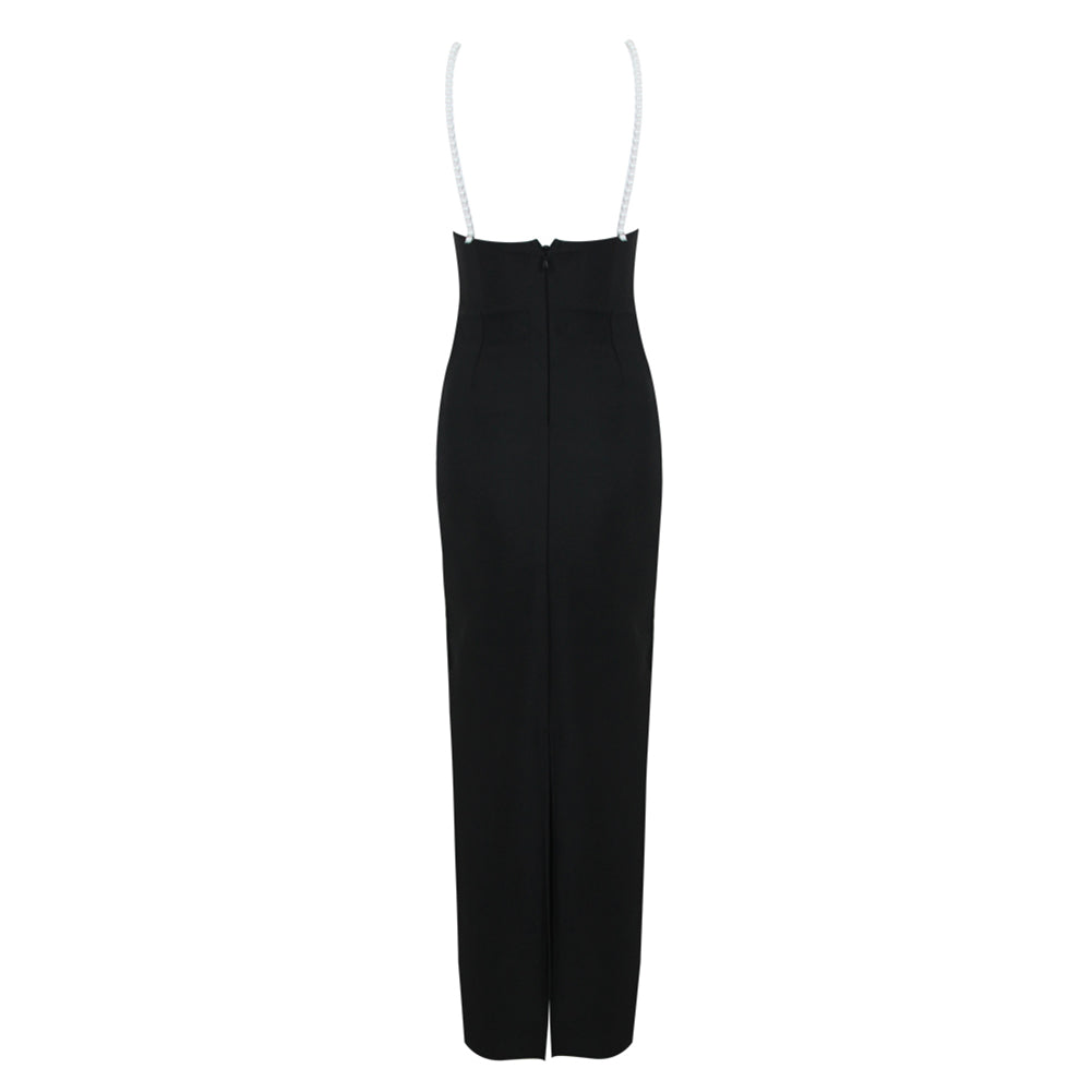 Strappy Sleeveless Pearl Maxi Bandage Dress HL9396