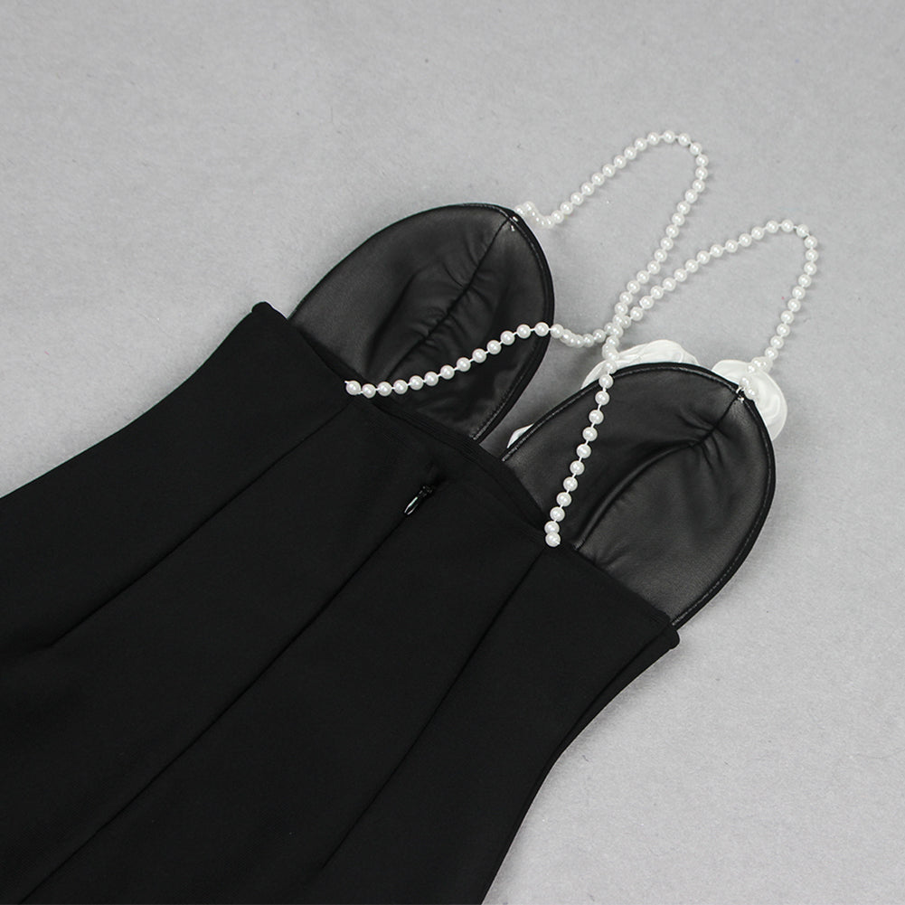 Strappy Sleeveless Pearl Maxi Bandage Dress HL9396