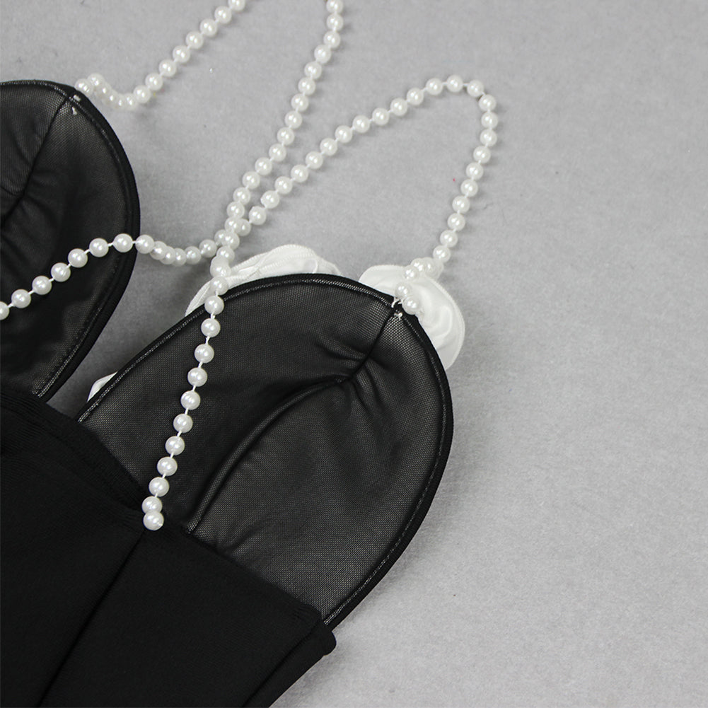 Strappy Sleeveless Pearl Maxi Bandage Dress HL9396
