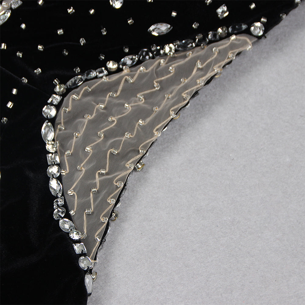 Strapless Sleeveless Rhinestone Bodycon Dress HL9484