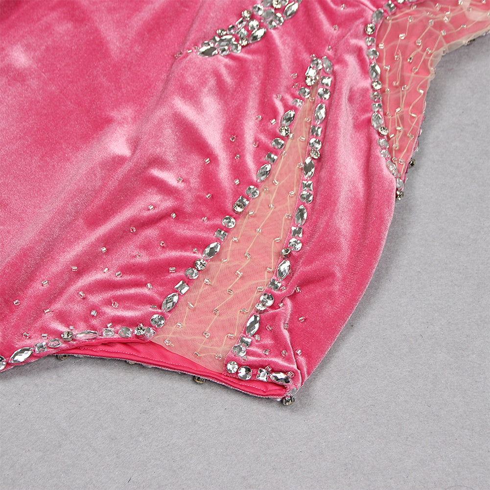 Strapless Sleeveless Rhinestone Bodycon Dress HL9484