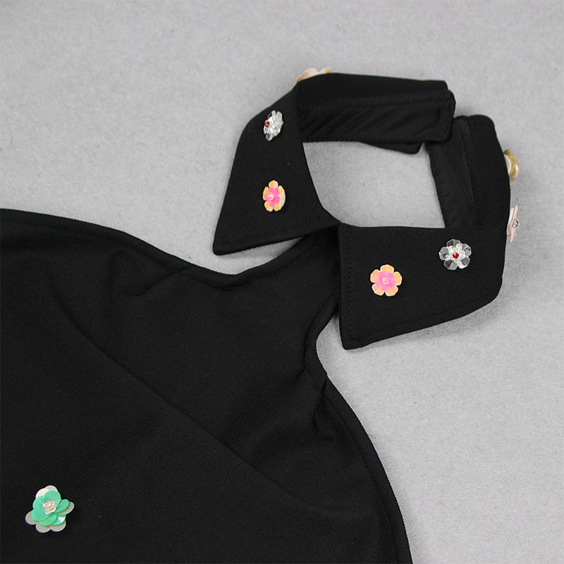 Halter Sleeveless Sequins Mini Bandage Dress HL9502