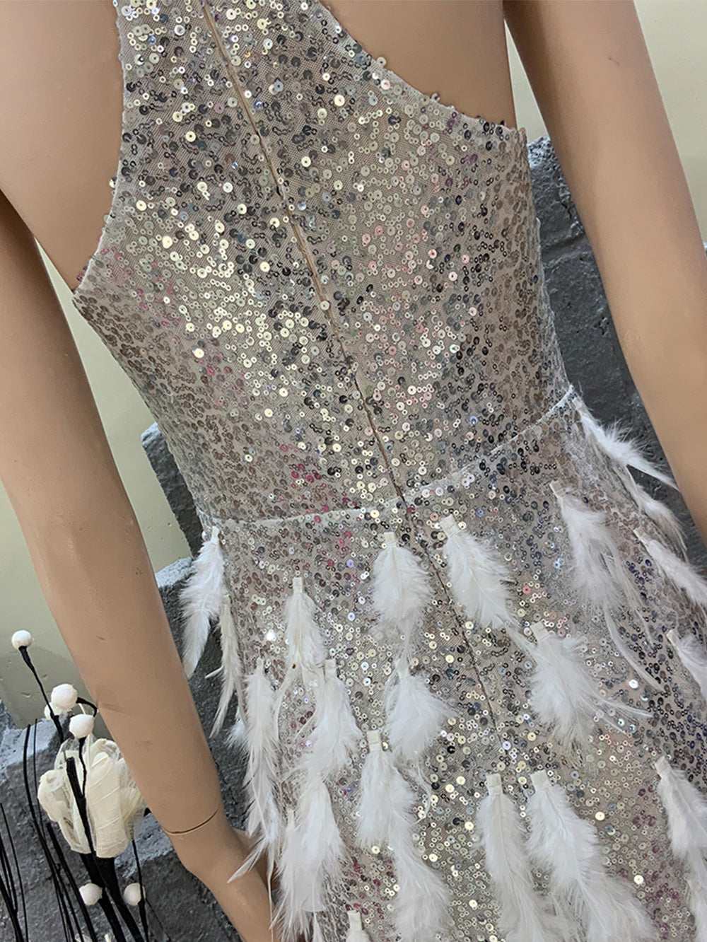 Halter Sleeveless Sequins Mini Bodycon Dress HT2004