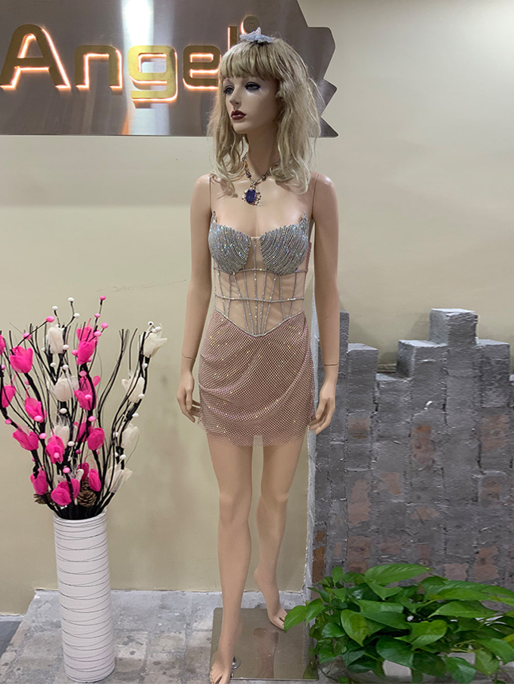 Light Pink Bodycon Dress HT3039
