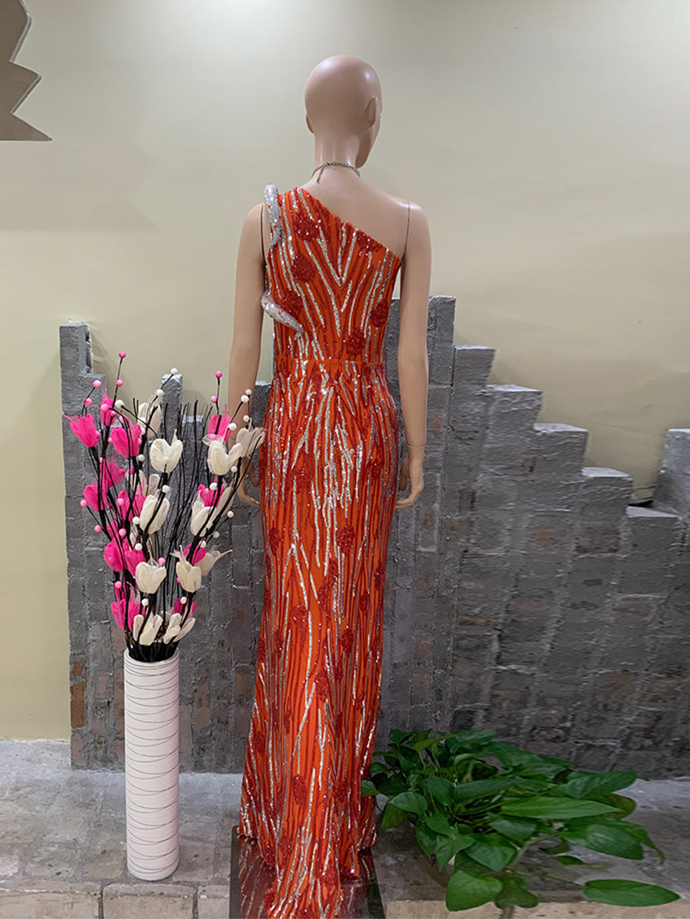 Orange Bodycon Dress HT898