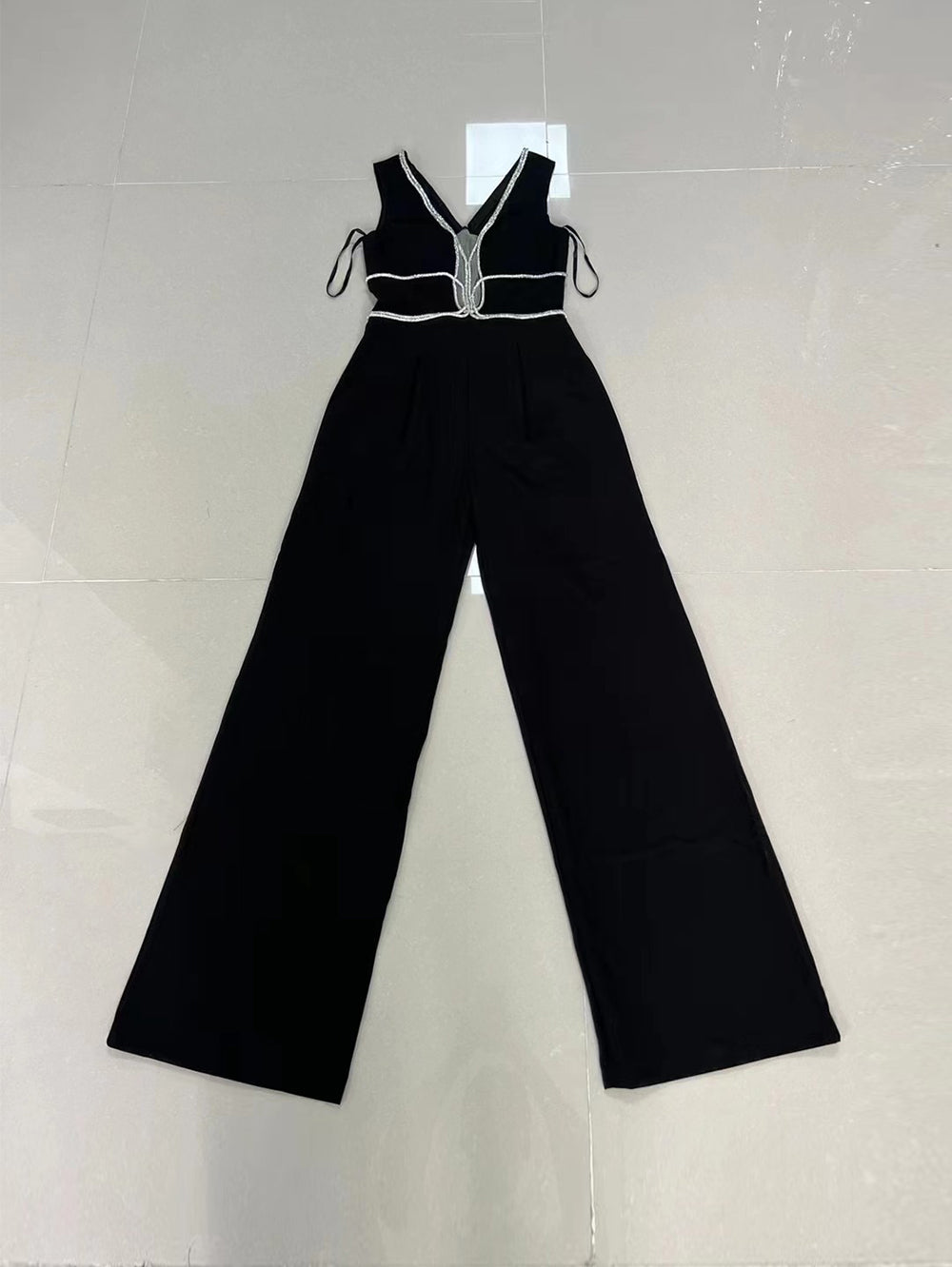 Sleeveless Rhinestone Bodycon Jumpsuit HT943
