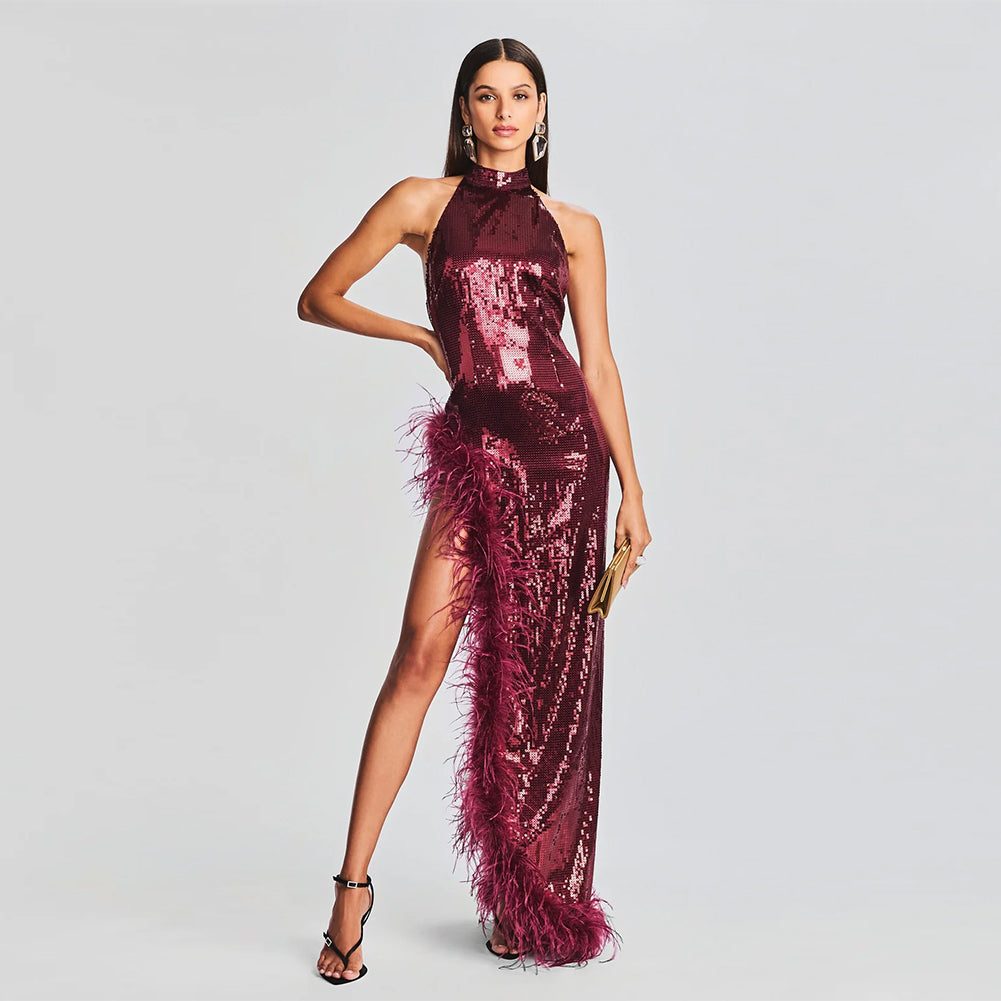 Wine Red Dress KLYF1029