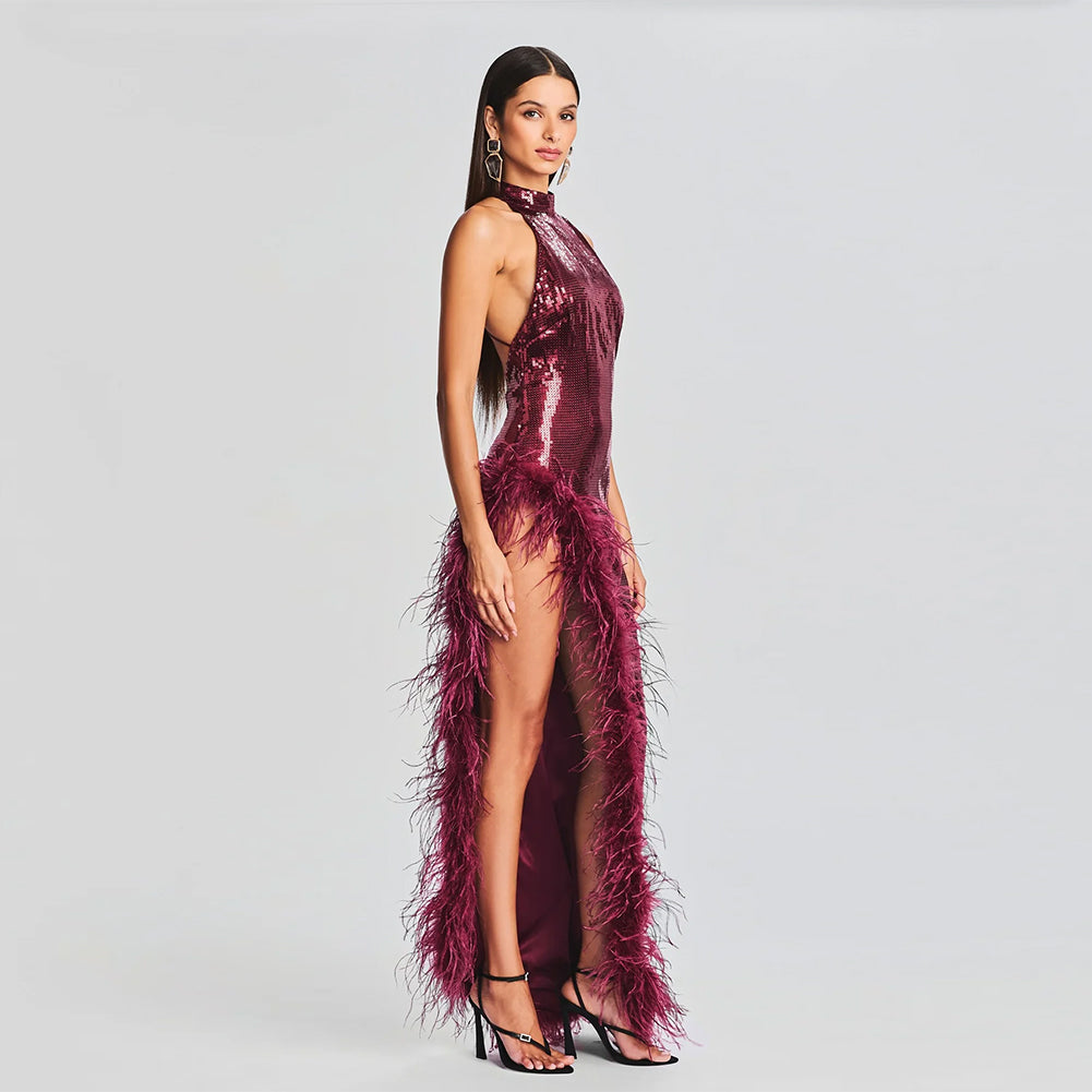 Wine Red Dress KLYF1029