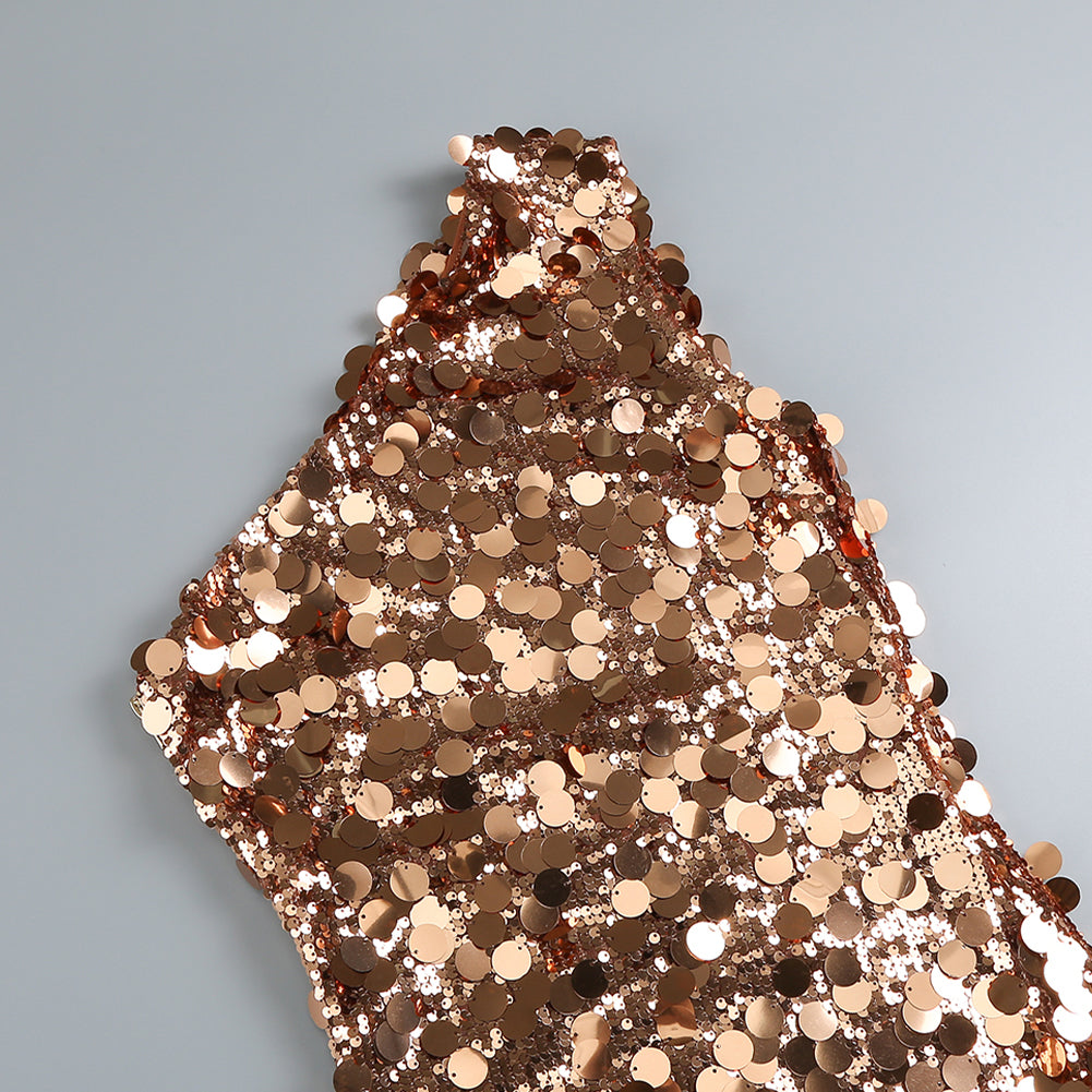 One Shoulder Sleeveless Sequins Maxi Dress KLYF1059