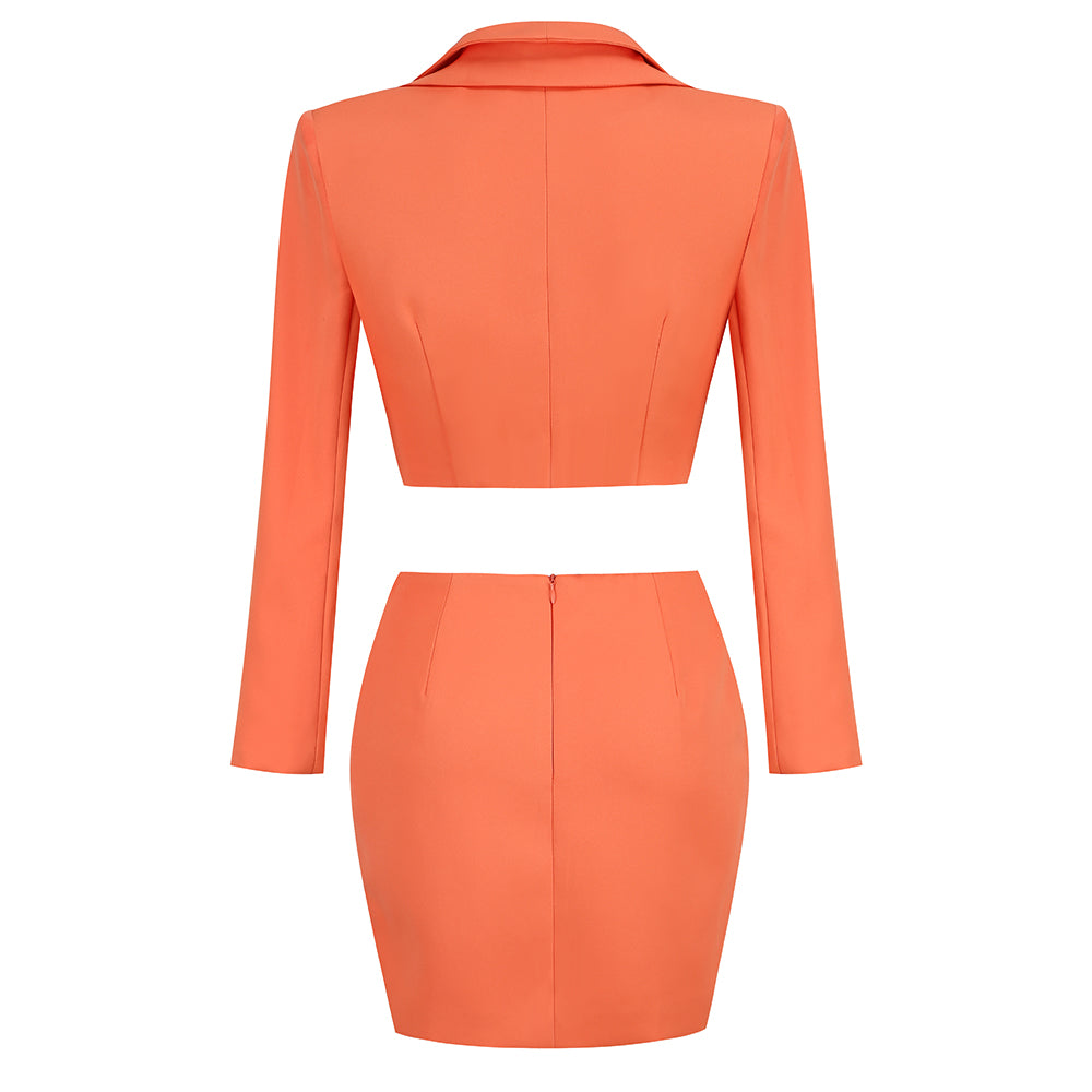 Orange Bodycon Set KLYF575 3