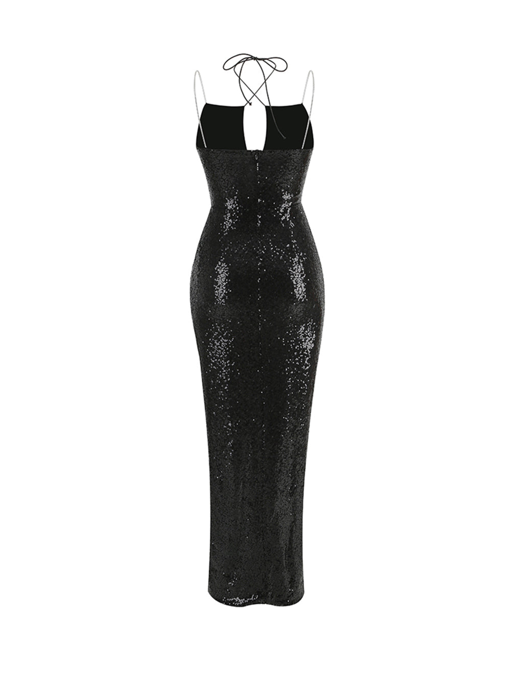 Strappy Sleeveless Sequins Maxi Dress KLYF868