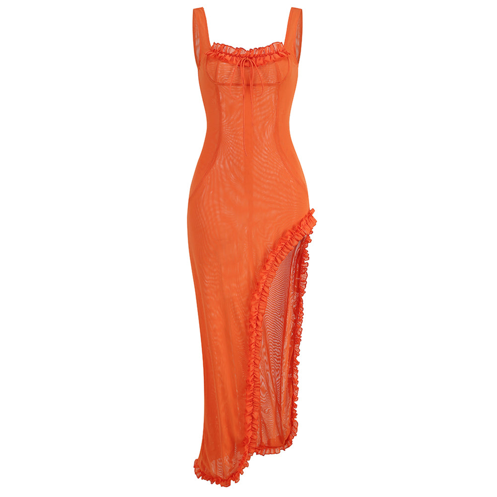 Strappy Sleeveless Mesh Dress KLYF907