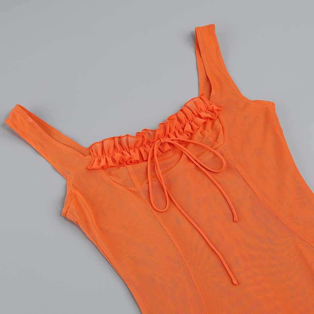 Strappy Sleeveless Mesh Dress KLYF907