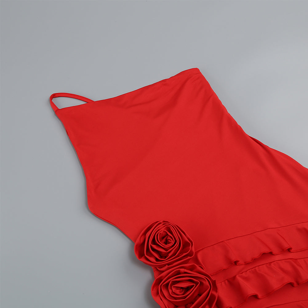 One Shoulder Sleeveless Frill Mini Dress KLYF908
