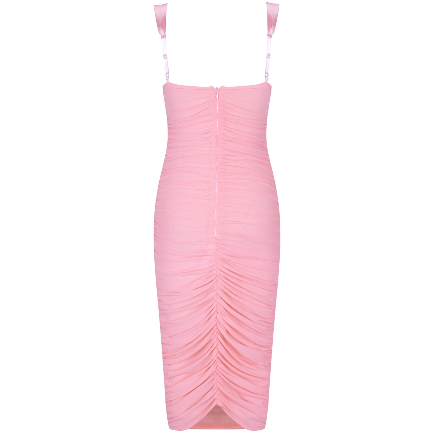 Strappy Sleeveless Wrinkled Over Knee Bodycon Dress FLY19260