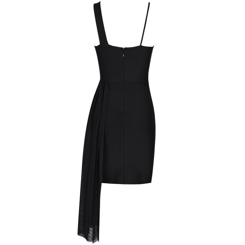 Black V Neck Sleeveless Frill Mini Bandage Dress PP21111