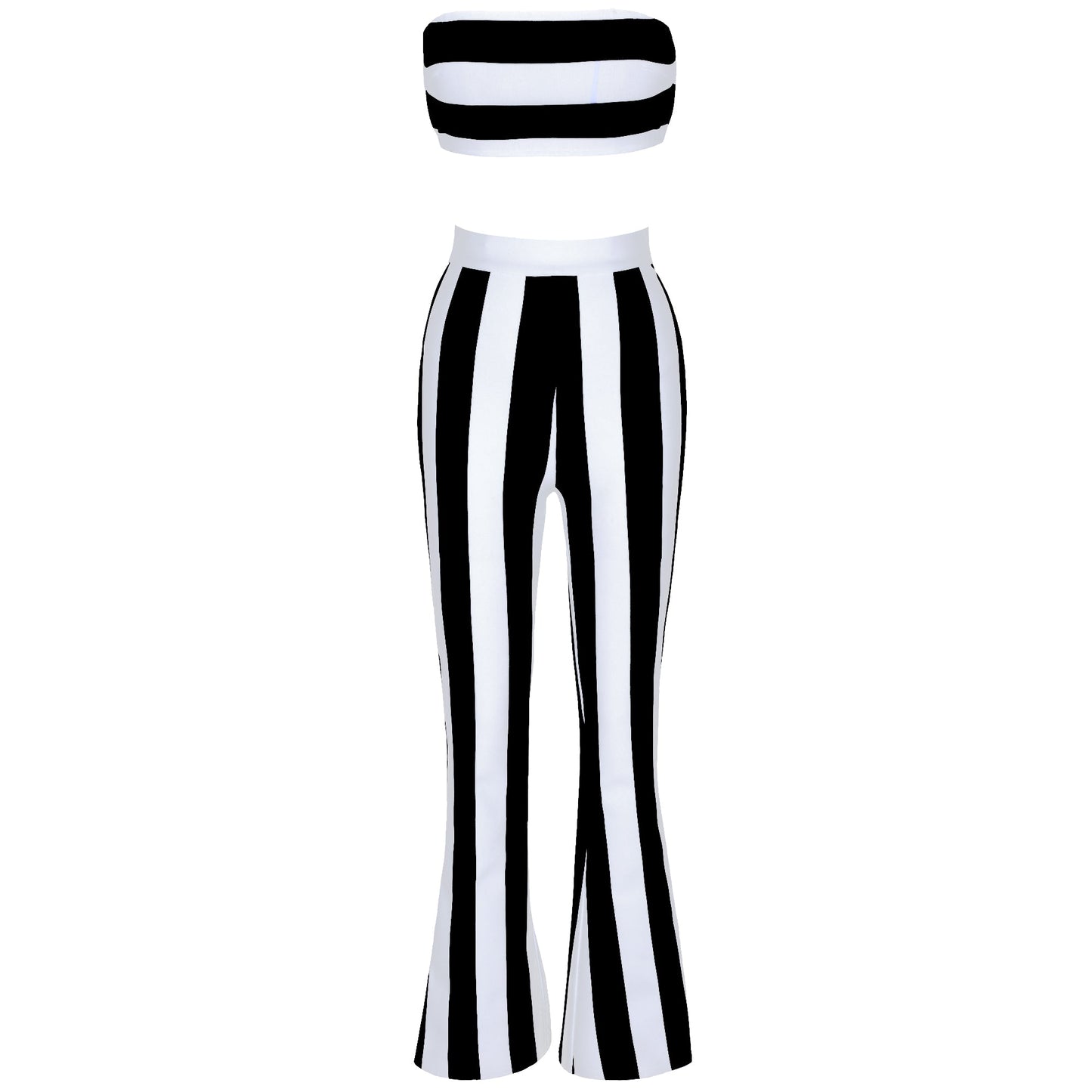 Strapless Sleeveless Striped Bandage Set PP21424