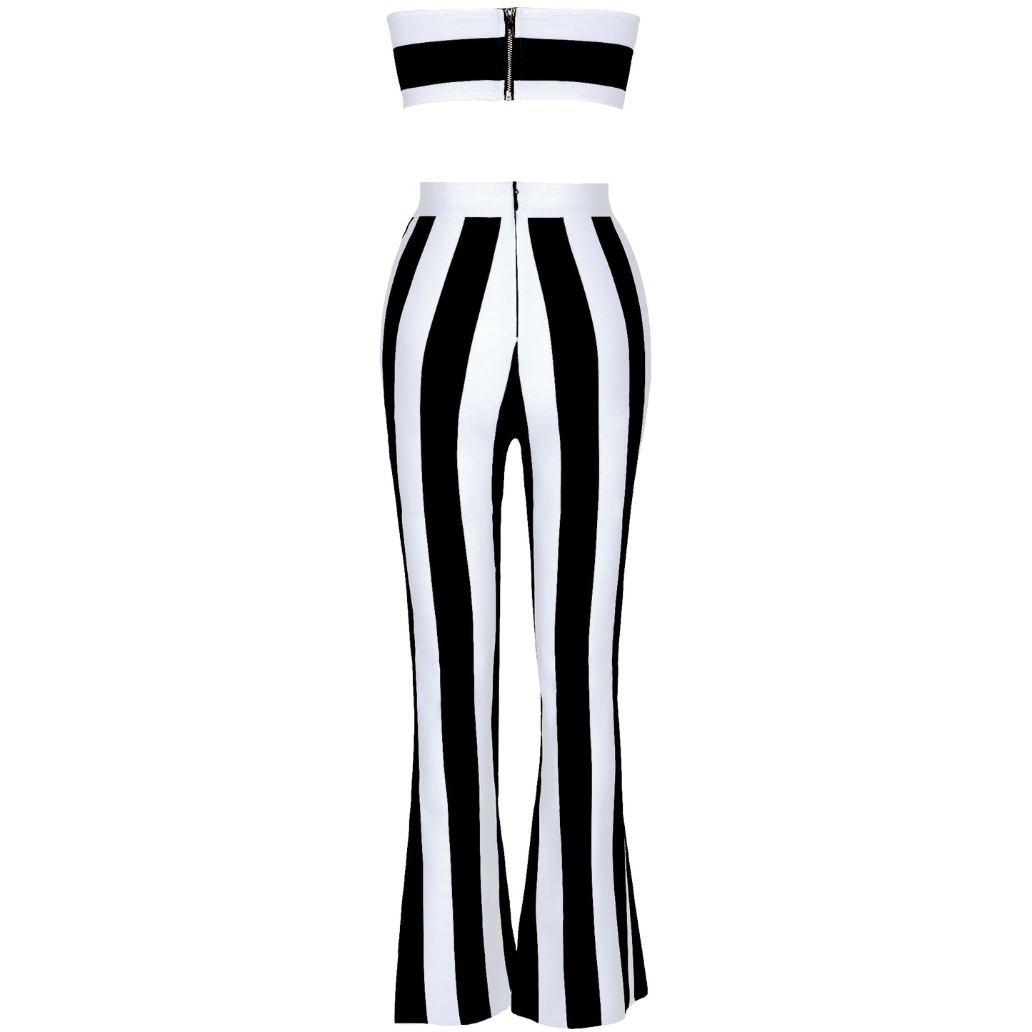 Strapless Sleeveless Striped Bandage Set PP21424