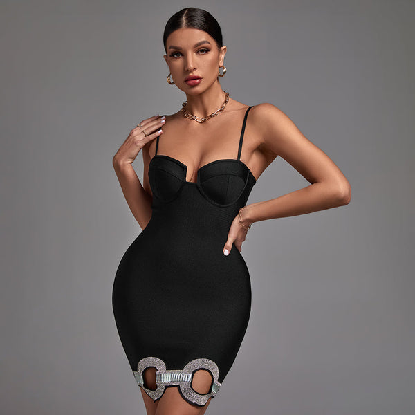 Crystal Embroidered Cutout Bustier Bandage Dress PP22026