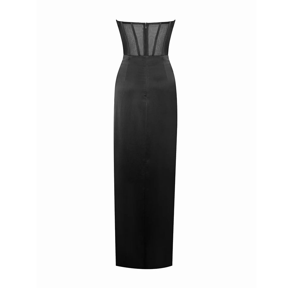 Strapless Sleeveless Flounced Maxi Dress ZNSBA715
