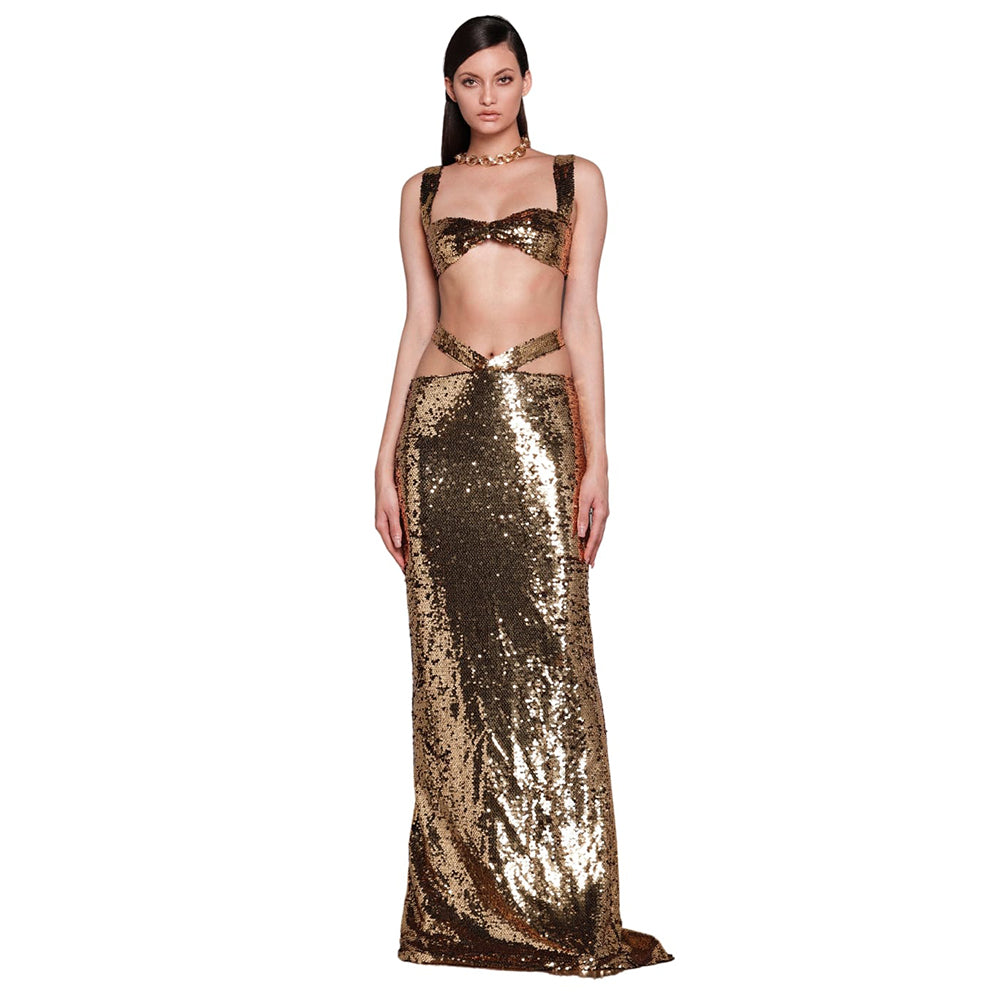 Gold Bodycon Dress ZNSBA898 1