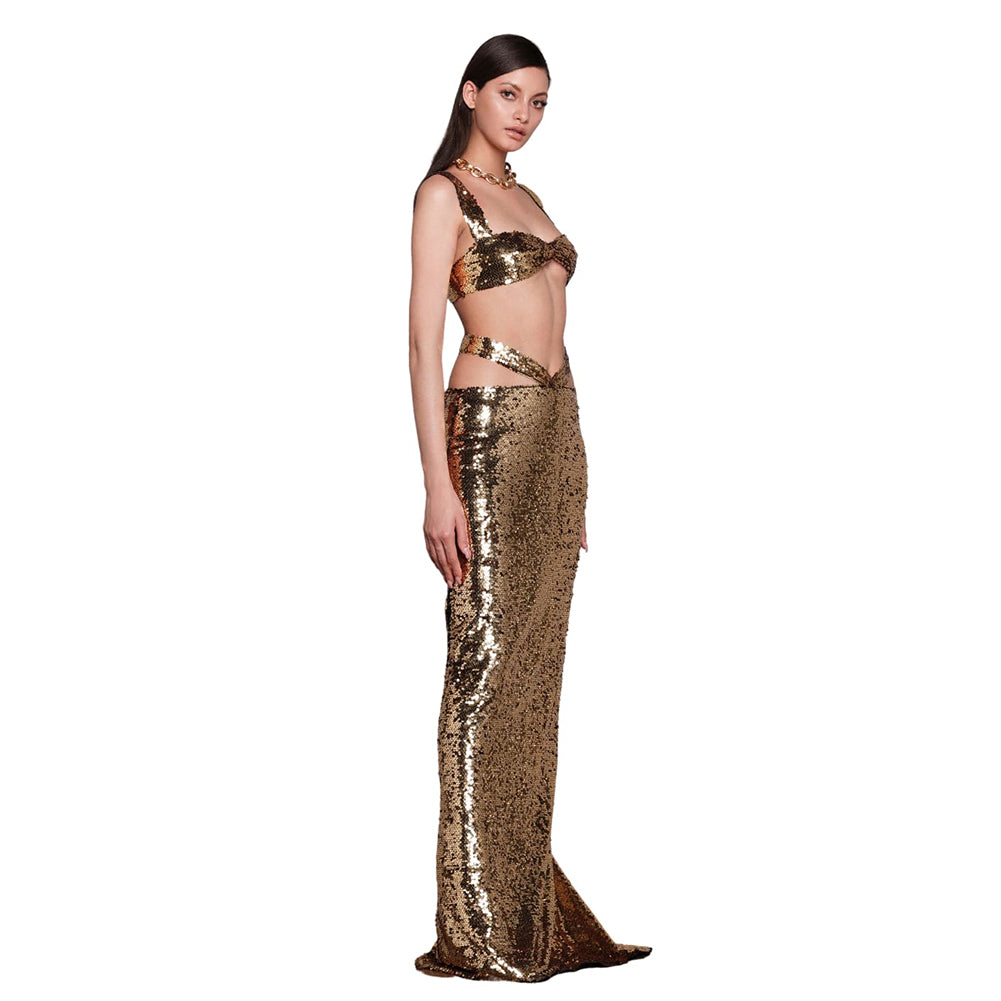 Gold Bodycon Dress ZNSBA898 2