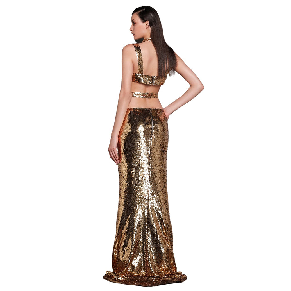 Gold Bodycon Dress ZNSBA898 3