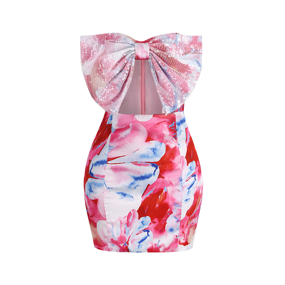 Strapless Sleeveless Printed Mini Dress ZNSBA970