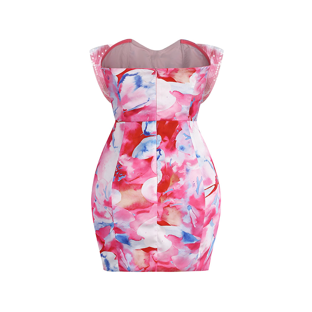 Strapless Sleeveless Printed Mini Dress ZNSBA970