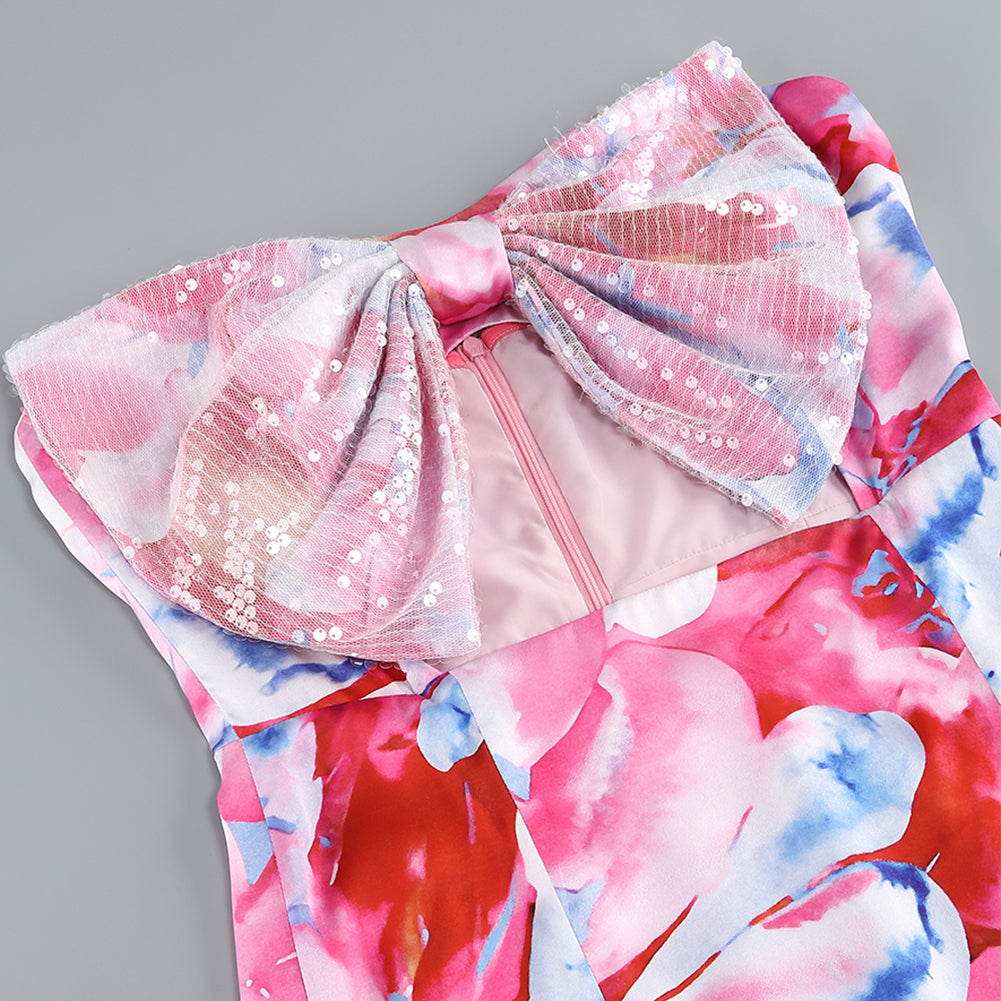 Strapless Sleeveless Printed Mini Dress ZNSBA970