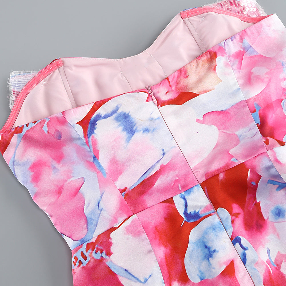 Strapless Sleeveless Printed Mini Dress ZNSBA970