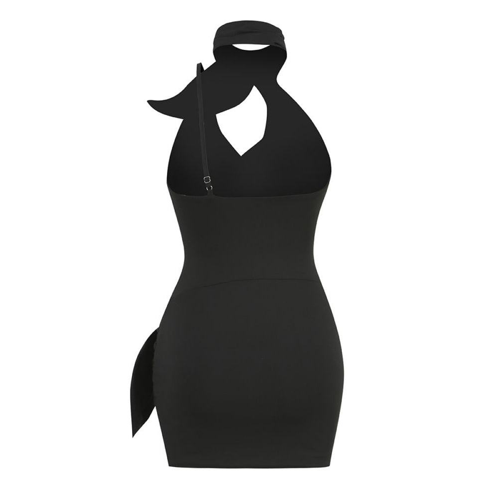 Halter Sleeveless Pure Color Mini Dress ZNSBA991